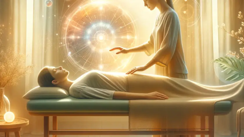 Bliss Prague Reiki: Serene person practicing Reiki healing in a tranquil setting