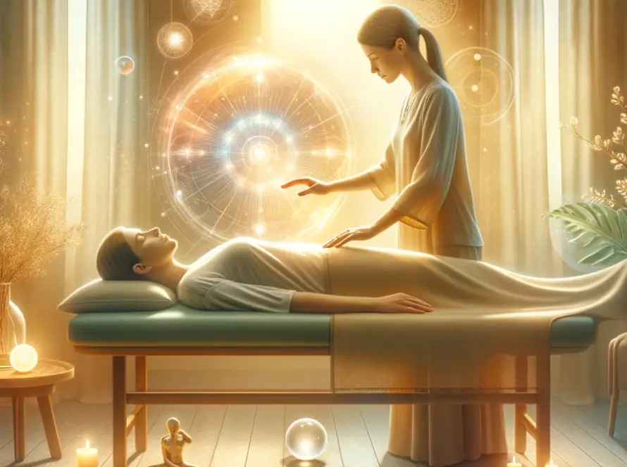 Bliss Prague Reiki: Serene person practicing Reiki healing in a tranquil setting