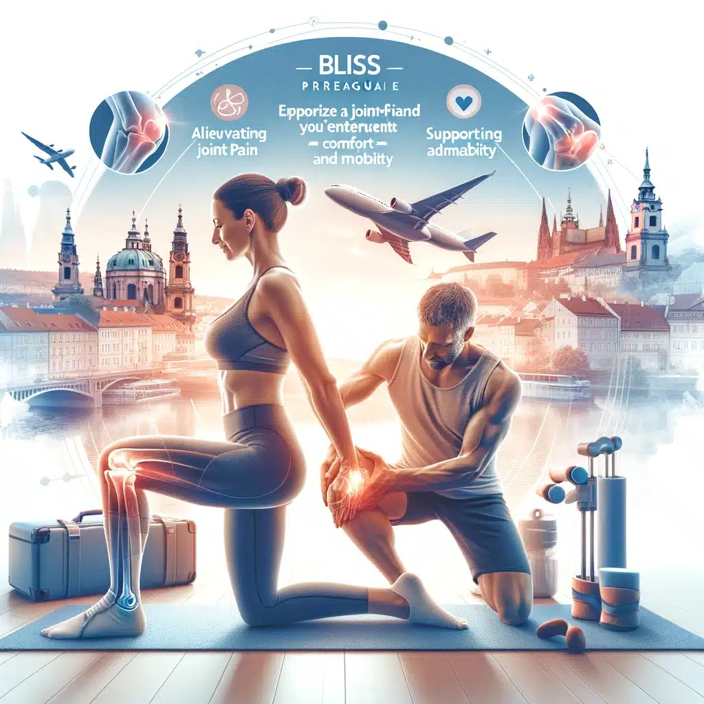 Individual practicing joint-friendly exercises in Prague, aided by Bliss Prague's support.