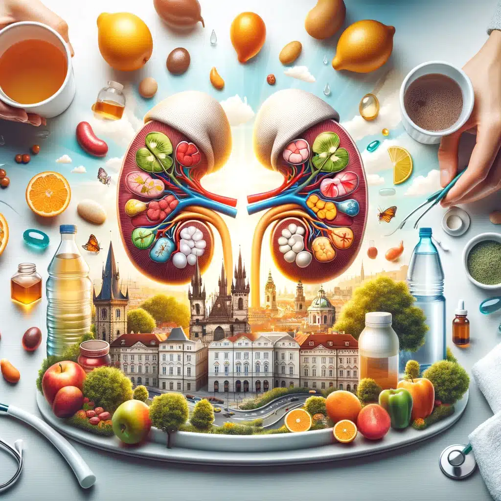 Individual focusing on kidney health with hydration, aligned with Bliss Prague’s kidney care.