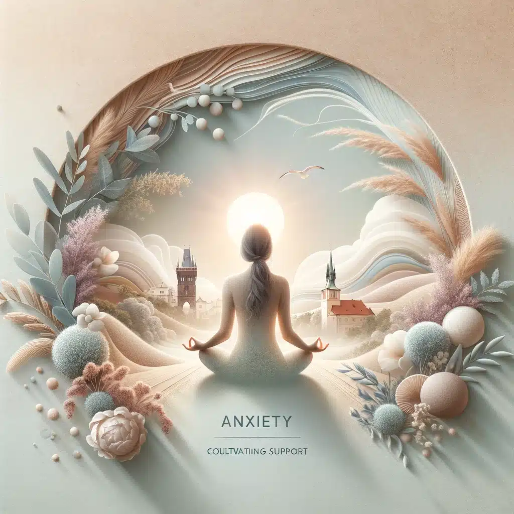 Serene setting depicting anxiety support at Bliss Prague, with Prague's landscapes