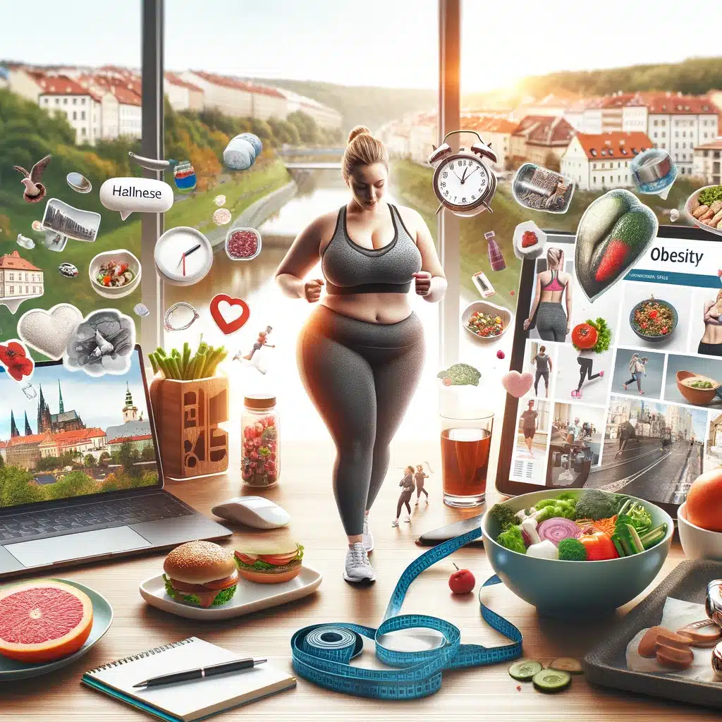 Individual engaging in healthy activities for obesity management in Prague, with Bliss Prague’s guidance.