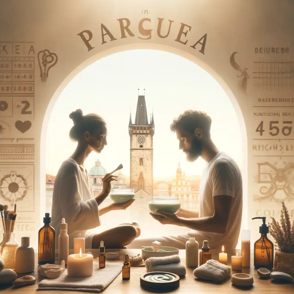 Person applying gentle skincare for rosacea management in Prague's nurturing Bliss Prague environment.