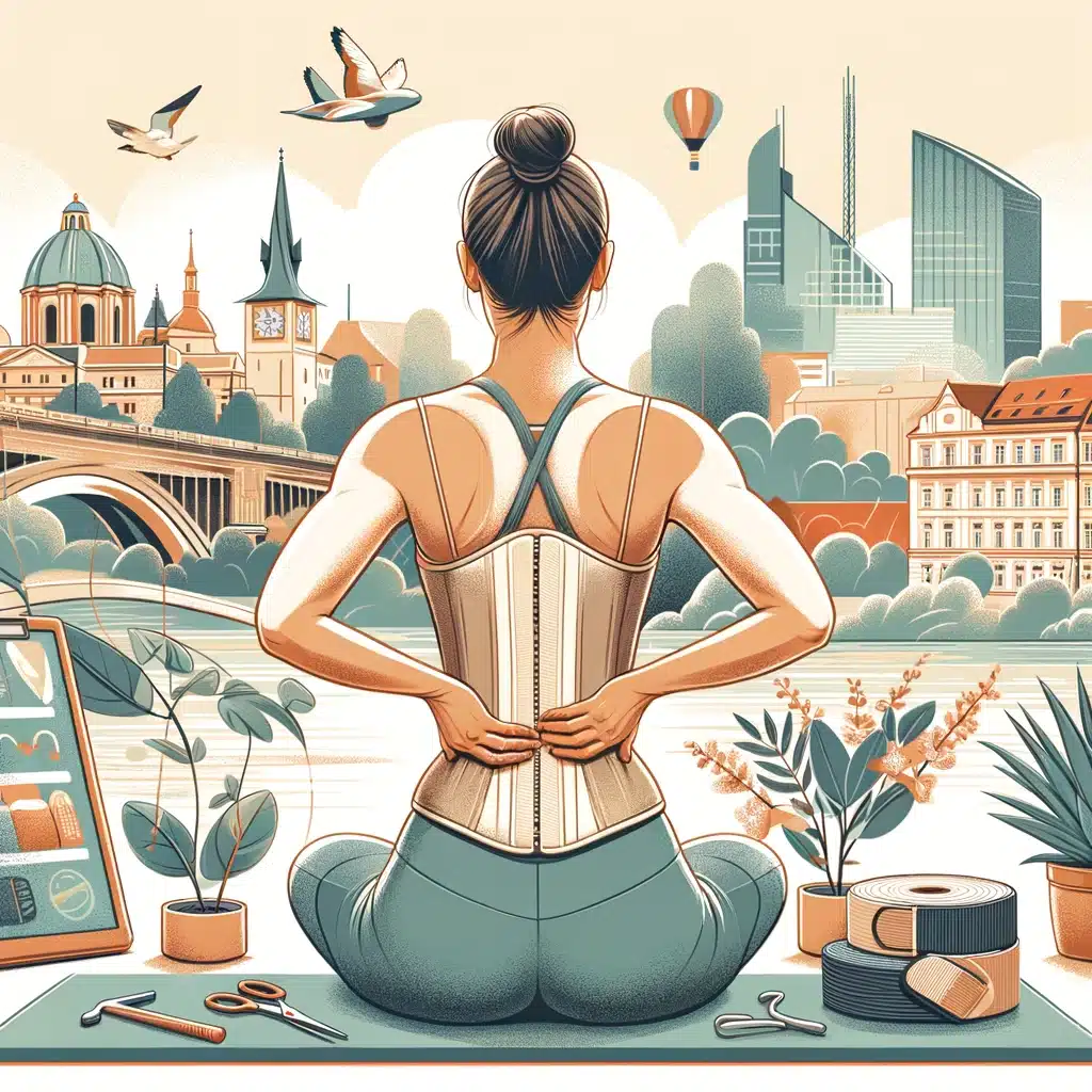 Person engaging in back pain relief exercises in Prague, under Bliss Prague's guidance